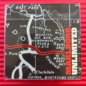 Vintage Marlboro Unlimited Bar Coasters - Rand McNally Map - SEALED 25-Pack